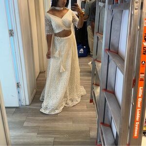 Elegant Cream Lace Two-Piece Set